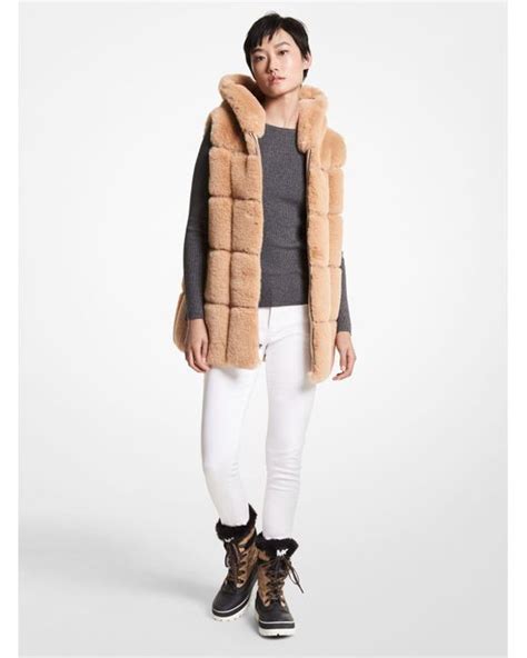 michael kors faux fur sweater vest|Quilted Faux Fur Hooded Vest .